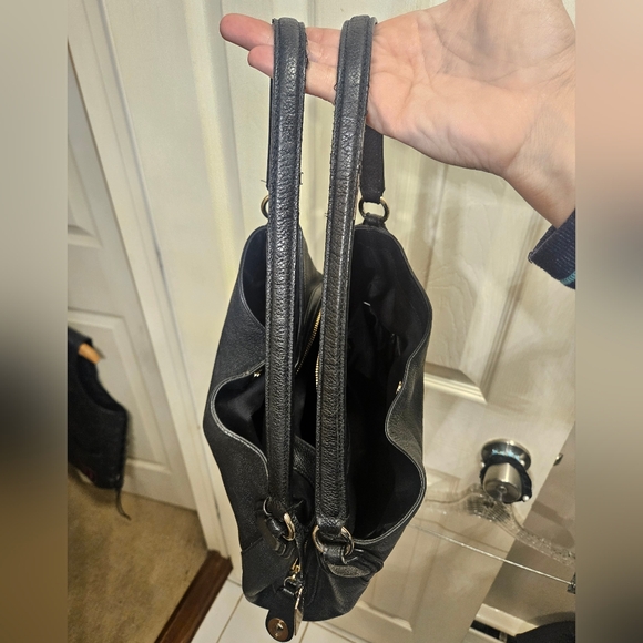 Coach edie black leather handbag shoulderbag purse - Picture 11 of 16